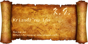 Krizsány Ida névjegykártya